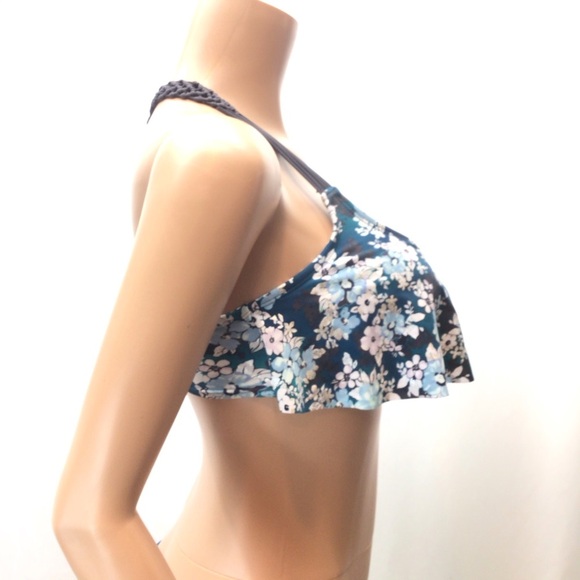 Arizona Jean Co Blue Floral Flounce Bikini Top - Picture 4 of 10